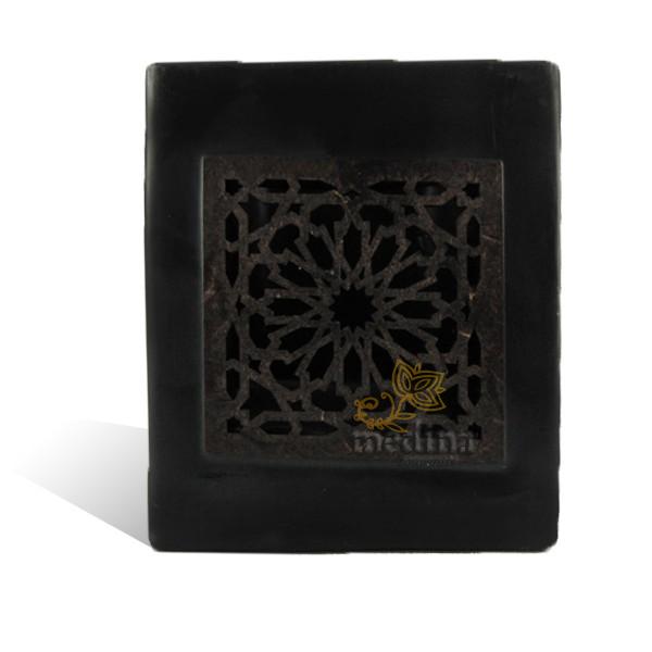 Photophore cube noir motif carré mouchaibieh