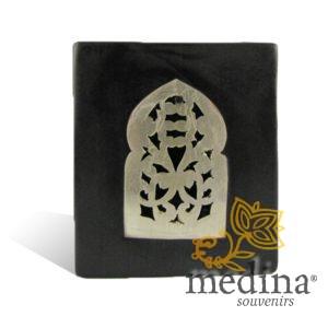 Photophore noir cube motif porte arcade métal