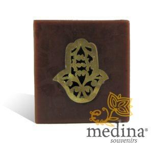 Photophore cube chocolat main fatima en dorée