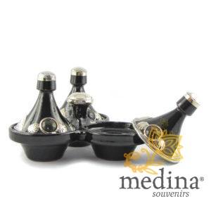 Tajine trois épices, trois tajines marocains a épices couleur noir