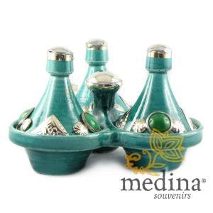 Tajine trois épices, trois tajines marocains a épices couleur émeraude