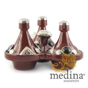 Tajine trois épices, trois tajines marocains a épices couleur bordeau
