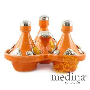 Tajine trois épices, trois tajines marocains a épices couleur orange