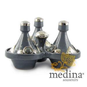 Tajine trois épices, trois tajines marocains a épices couleur gris