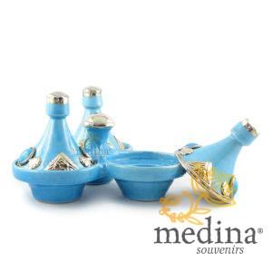 Tajine trois épices, trois tajines marocains a épices couleur turquoise