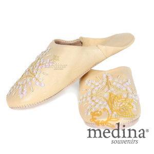 Babouche marocaine originales Paloma jaune, pantoufles alliant du confort et de l'élégance, chaussons cousus main
