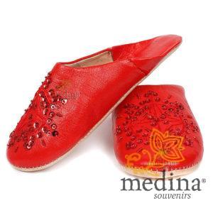 Babouche marocaine originales Paloma rouge, pantoufles alliant du confort et de l'élégance, chaussons cousus main