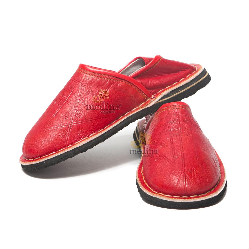 Babouche Touareg enfant mixte rouge, babouches confortables et solides, chaussons marocaines robustes