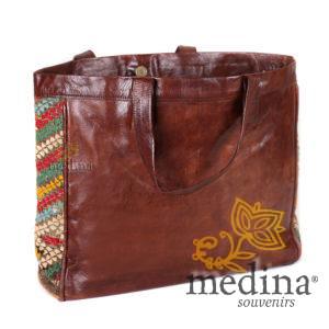 Sac à main style cabas kilim marron