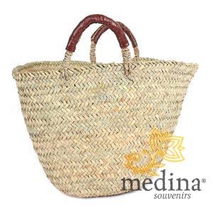 Panier marocain avec poignées en cuir bordeaux