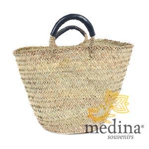 Panier marocain avec poignées en cuir noir