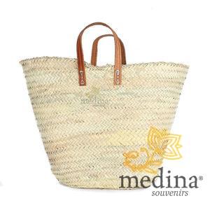 Panier marocain classique avec poignées en cuir naturel