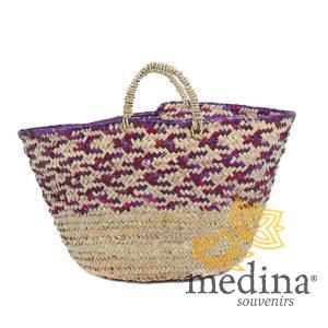 Panier marocain design avec poignées en corde tréssée à motif unique