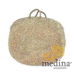 Panier marocain classique rond avec poignées en corde tressée