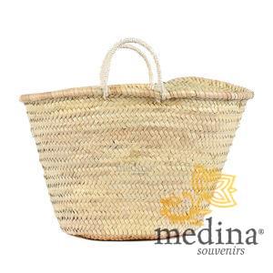Panier marocain avec poignées fines en corde tressée