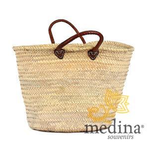 Panier marocain avec poignées en cuir marron