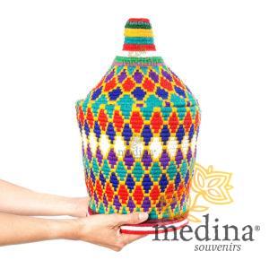 Grande boite vintage 38 cousue et tissée au fil de laine multicolore