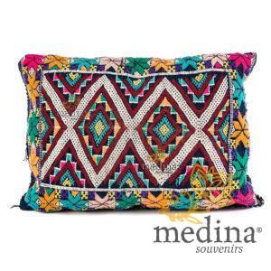 Coussin vintage tissé à la main motifs multicolores