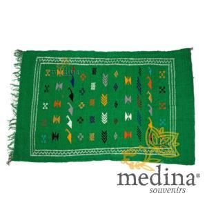 Tapis vintage fait main, tapis berbere aux motifs ethniques sur fond vert